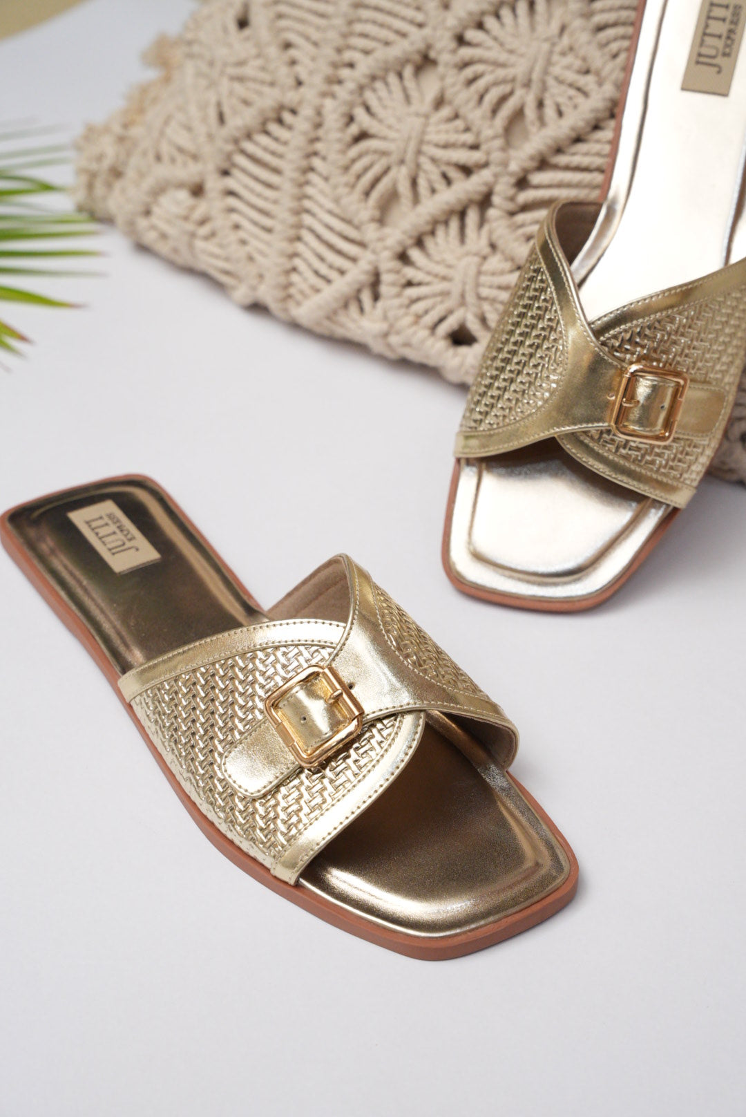 Gold Buckle Flats